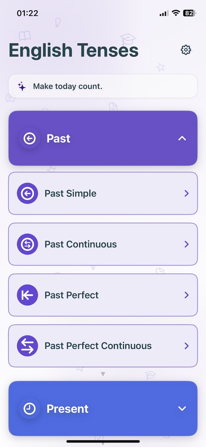 Lesson overview screen